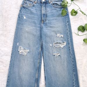 H&M Ripped Wide Leg Jeans (25-26)