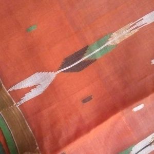 NEW thread work Orange golden saree with fall