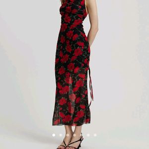 Long Gathered Sheer Cami Dress From Urbanic