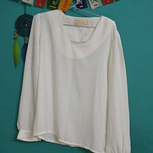 White Full Sleeve Casual/Formal Top