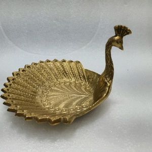 Peacock Metal Server With Gold Finish