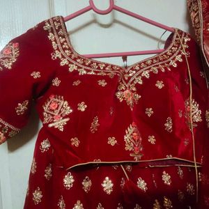 Velvet Bridal Lehenga Very Heavy Work With Dupatta