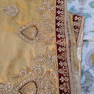 Golden Heavy Work Saree With blouse