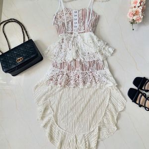 Sexy Nude  Lace Mini Dress