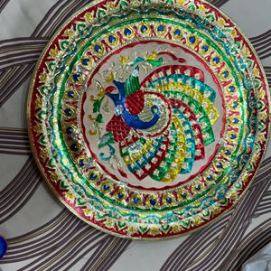 Minakari Peacock Work Pooja Thali (Pack Of 2)