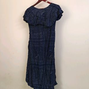 Navy Blue Cape Model Dress