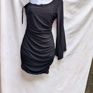 I. BLACK RUCHED MINI BODYCON