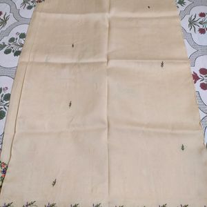 Cream Pure Silk Work Saree