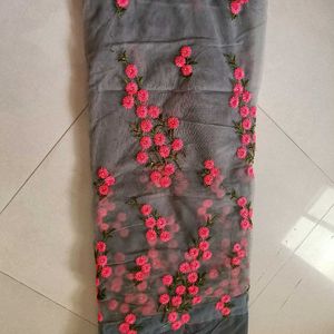 Beautiful  Grey Net Saree For Women.