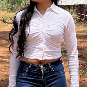 Women White Fitted Shirt Top
