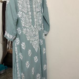 Dusty Green Chikankari Kurta