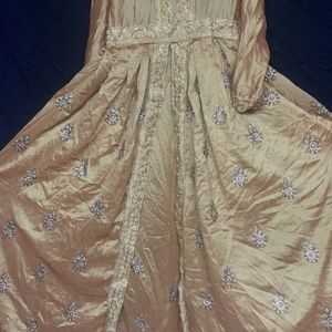 Designer Gold Gown Full Sleeves