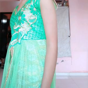 Detailing Green Net Dress