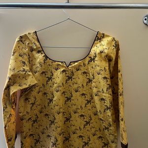 Women Yellow And Brown Kurta