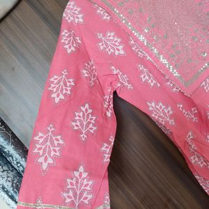 Frock Pattern Suit Set With Dupatta