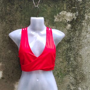 1U. SEXY BLOOD RED WRAP TOP