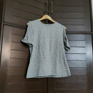 The Label Life Women Style Sleeve Cut Grey Top