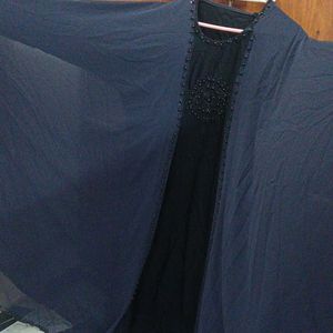 Modesty Navy Blue And Black Kaftan Abaya