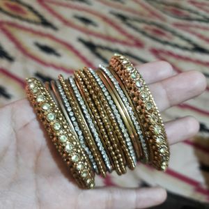 Bangles, stone work, size 2.4