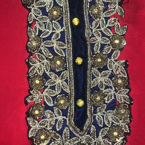 Velvet Design Suit With Gold Work