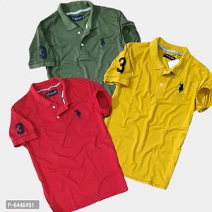 StunningMatty Cotton Self Pattern Polos For Men 3 Pieces