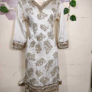 🤍 Pretty White Printed Kurta