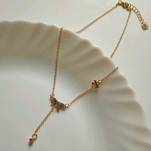 Unique Studded Korean Bow Necklace