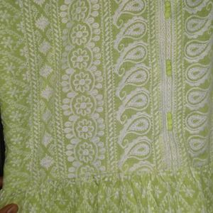 Lime Green Chikankari Kurti