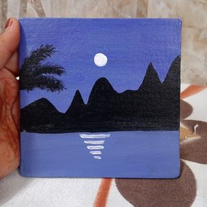 Night Scenery Painting On Canvas