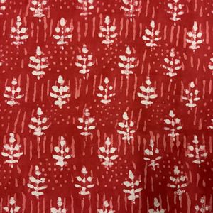 Pure Hand Block Red Fabric - 60s Cotton