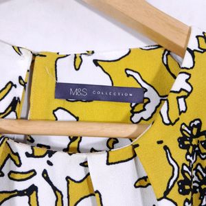 M&S Yellow Printed Western Dress