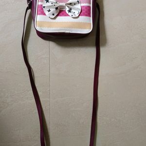 Purple White Colours Mix Purse With Long Belt