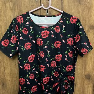 Urbanic Black Top With Red Roses