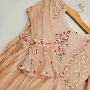 COTTON ANARKALI  WITH BEAUTIFUL EMBROIDERY FLwrs