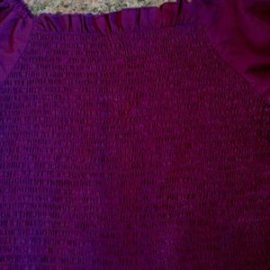 Korean Purple Crop Top With Balloon Sleeves