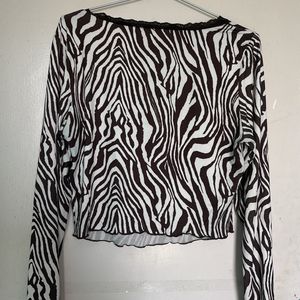 SHEIN RIBBED DETAIL ZEBRA PRINT TOP