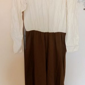 Maxi Cream N Brown Colour with seperate Jacket