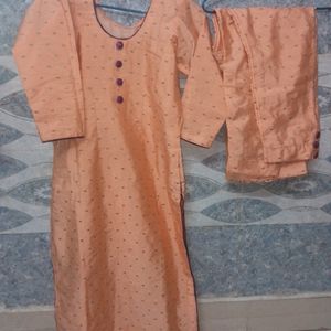 Peach Colour Pant Kurta Set For Women