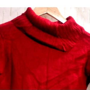 High Neck Red Sweater For Girl's