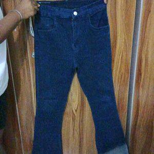 Broad Leg Cut Jeans Navy Blue