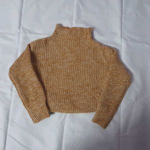 Crop High Neck Knitted Jumper