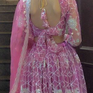 Lehenga with backless blouse