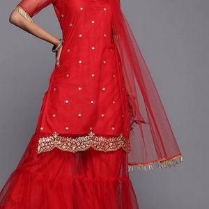 Red Sharara Set With Dupatta