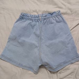 High Waist Elastic Denim Shorts