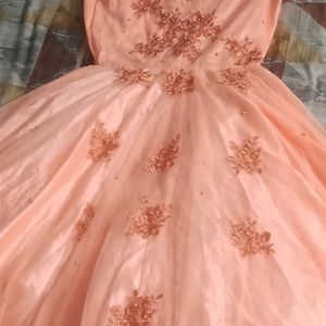 Peach Net Simple Gown