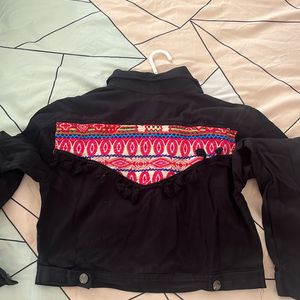 Zara Denim Jacket Ethnic Embroidery