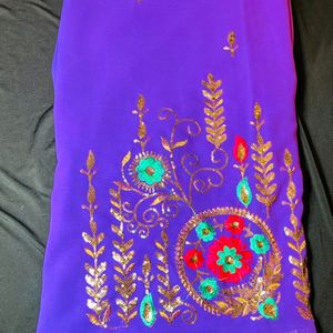 MAGENTA COLOR SAREE EMBROIDERY WORK