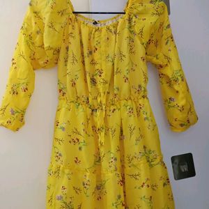 Super Yellow Flared Dress Frock