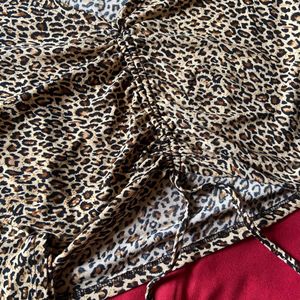 Shein Leopard Drawstring Top