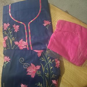 Women Unstitched Cotton Suit With Dupatta